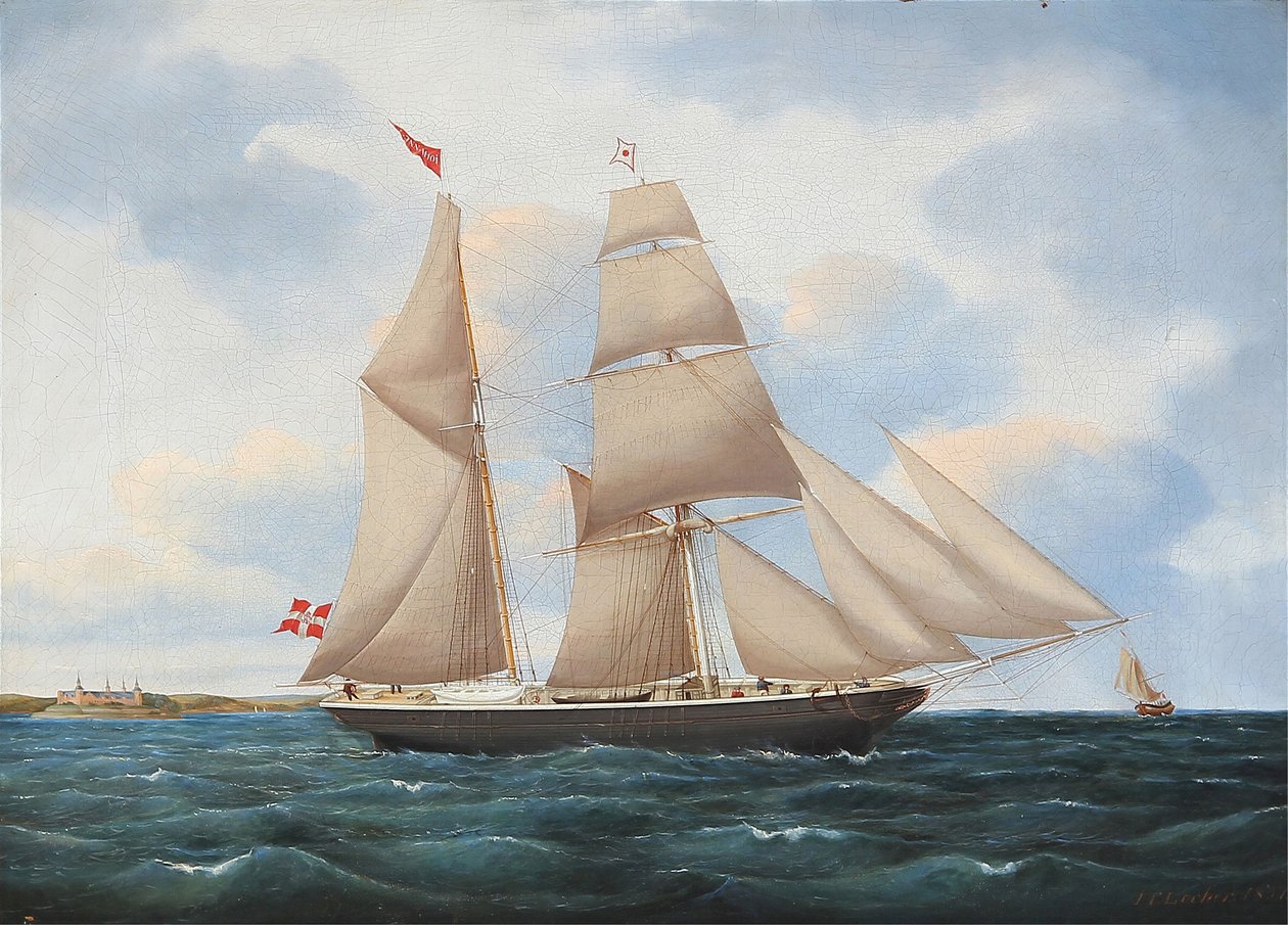 Merimaisema purjelaivalla Johanne ja Kronborg taustalla tekijältä Jens Thielsen Locher