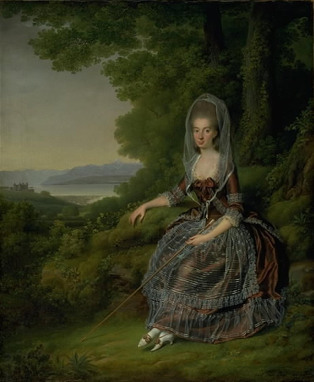 Paronitar Matilda Guiguer de Prangins puistossaan Genevejärven rannalla tekijältä Jens Juel