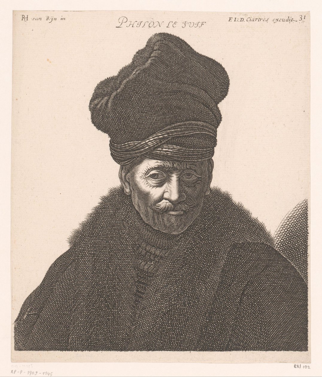 Philon Alexandrialaisen muotokuva Philon le Juif (otsikko esineessä) Filosofien ja kuninkaiden rintakuvat (sarjan nimi) tekijältä Jerôme David (attributed to)
