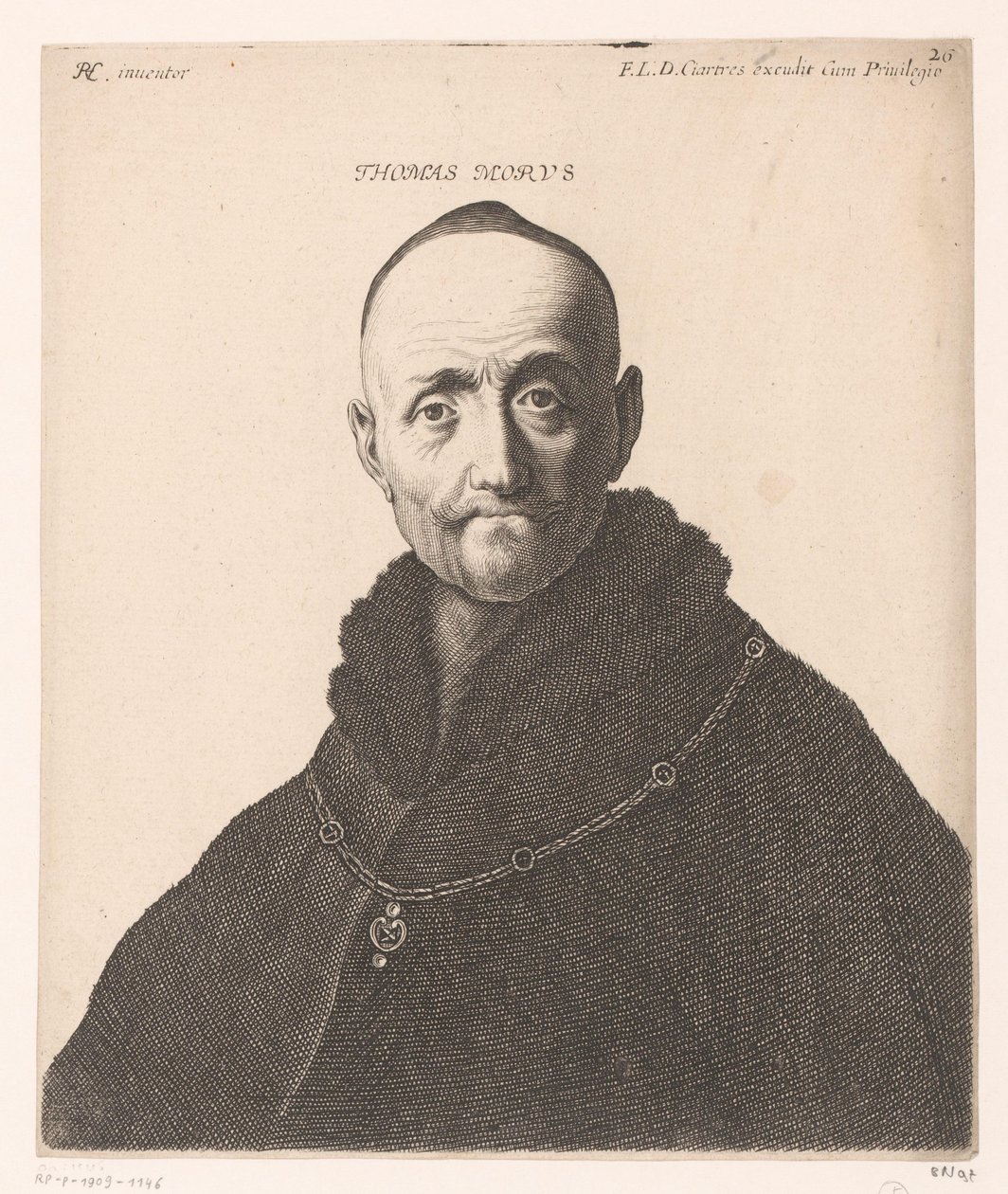 Thomas Moren muotokuva Thomas Morris (otsikko esineessä) Filosofien ja kuninkaiden rintakuvat (sarjan nimi) tekijältä Jerôme David (attributed to)