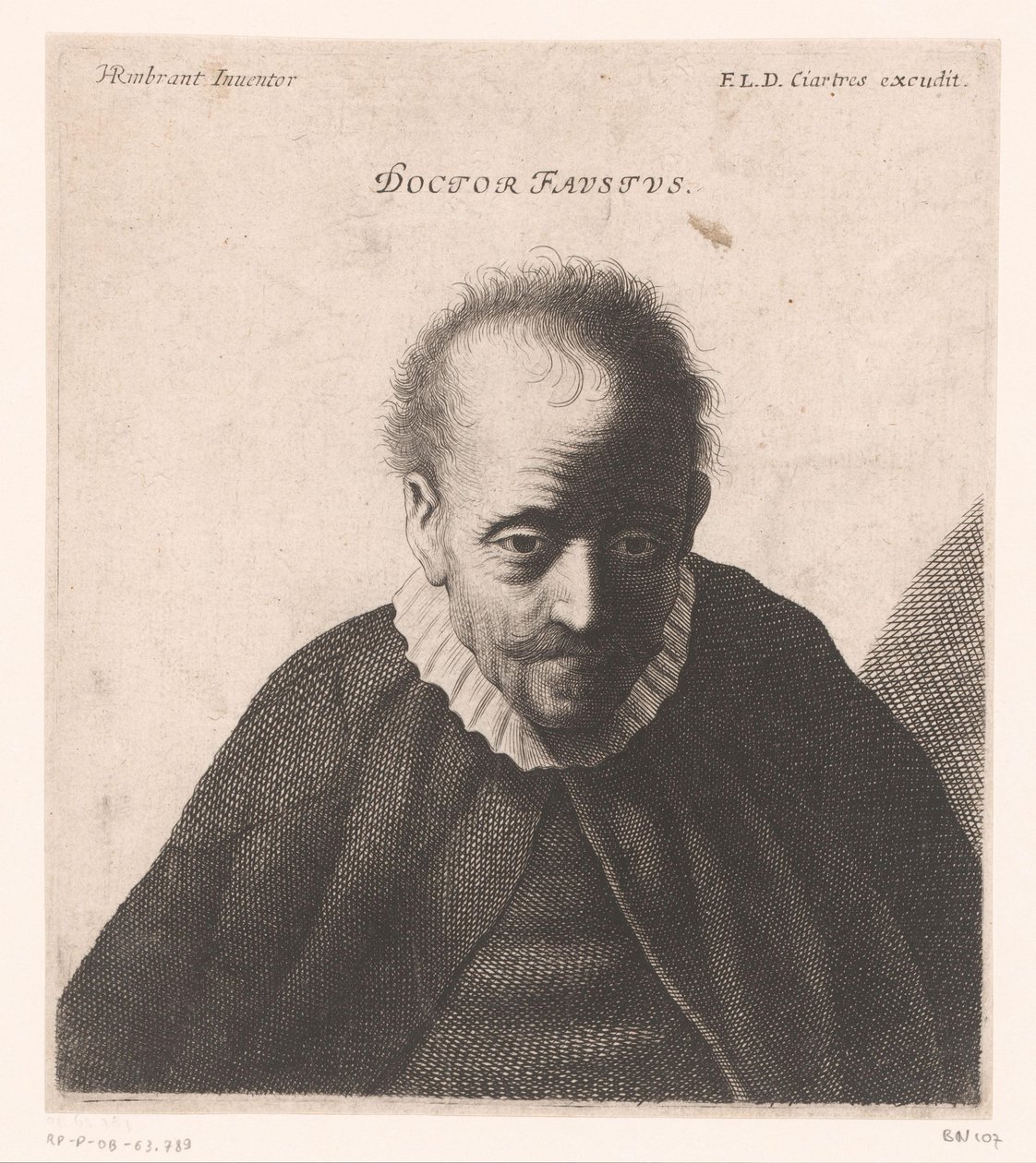 Tohtori Faustuksen muotokuva Tohtori Faustus. (otsikko esineessä) Filosofien ja kuninkaiden rintakuvat (sarjan nimi) tekijältä Jerôme David (attributed to)