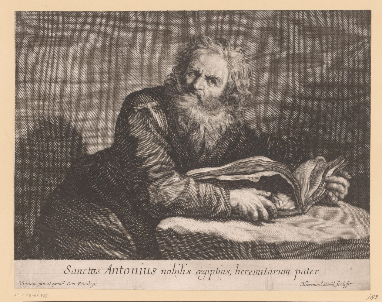 H. Antonius tapasi kirjan Pyhä Antonius Egyptin jalo, erakkojen isä (nimi esineessä) tekijältä Jerôme David