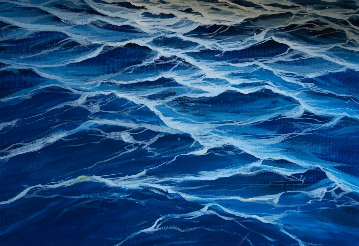 Sininen meri, 2020 (tempera paperille) tekijältä Jerome Glomaud