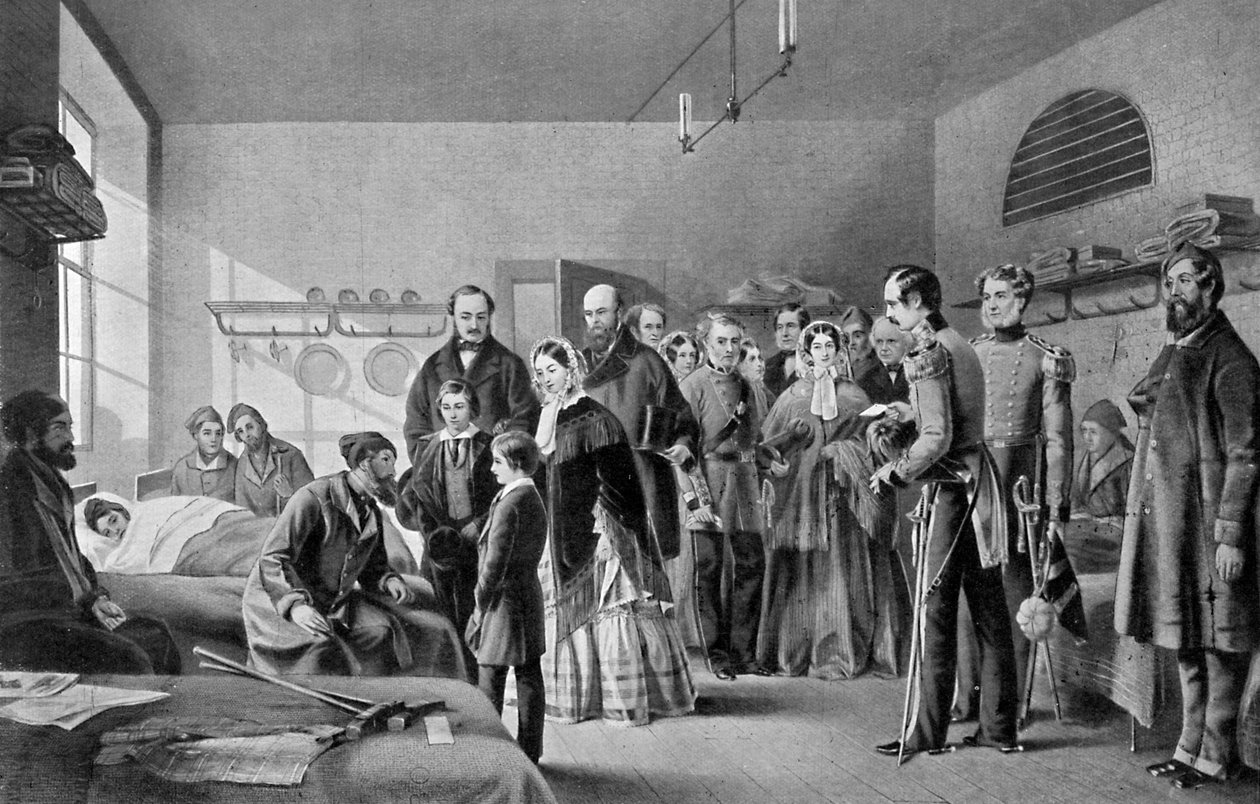Kuningatar Victoria vierailee haavoittuneiden luona, 1850-luku, c1920 tekijältä Jerry Barrett
