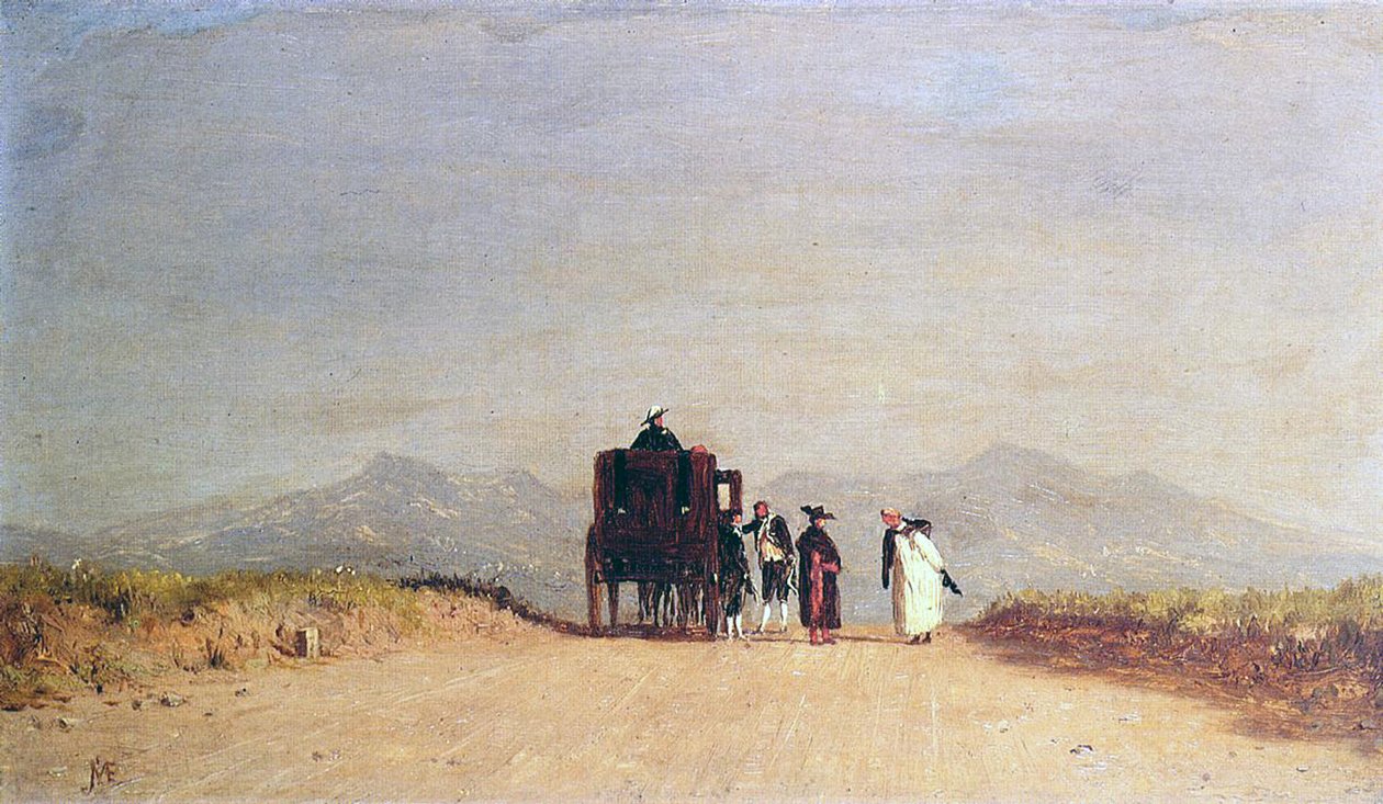 Matkustajien pysähdys roomalaisessa Campagnassa, n. 1868 tekijältä Jervis McEntee