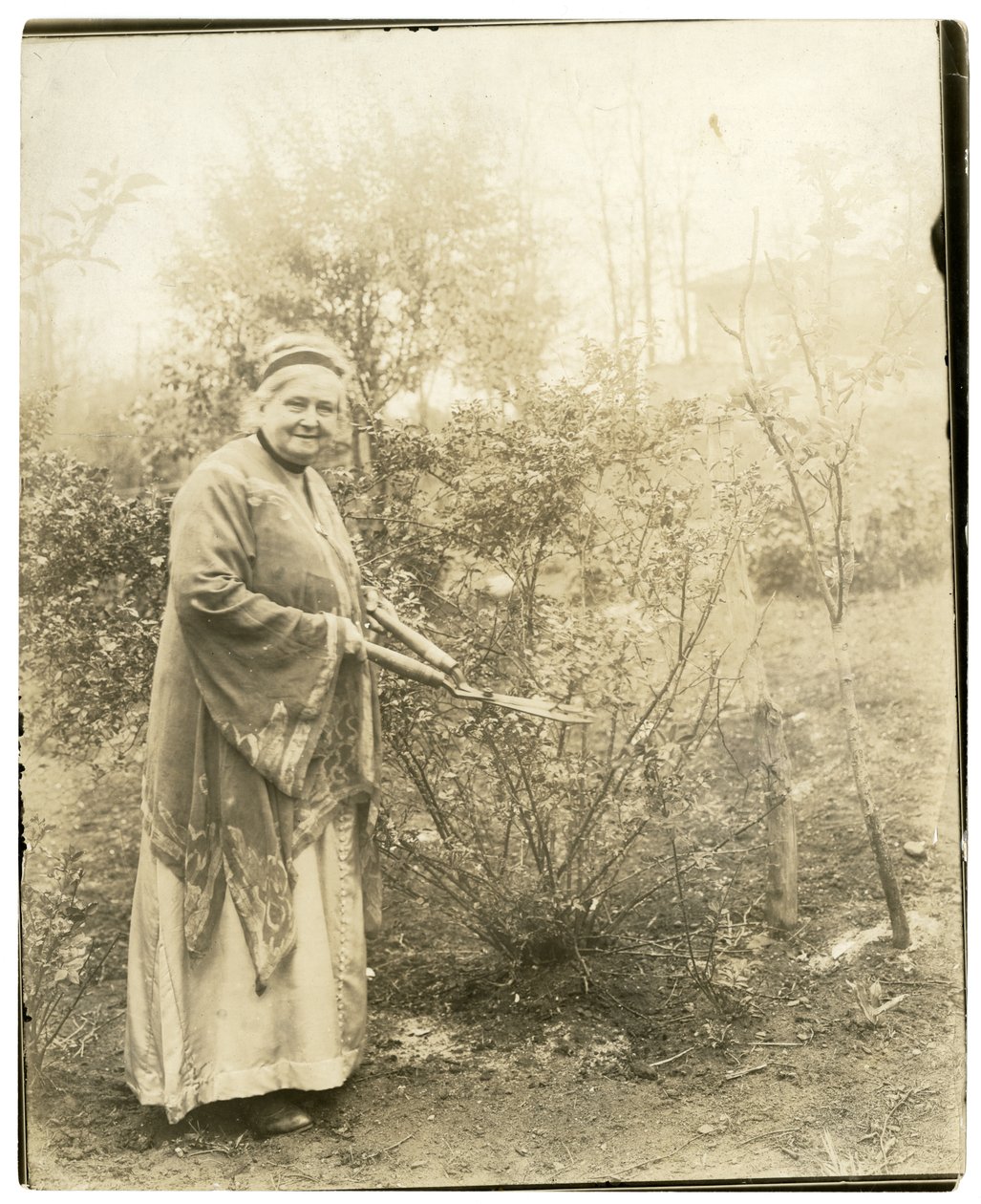 Rouva Alzirc Hewitt Wade - 88-vuotias - puutarhassa Ossiningissa, NY, n. 1905-28 (gelatiinihopeakuva) tekijältä Jessie Tarbox Beals