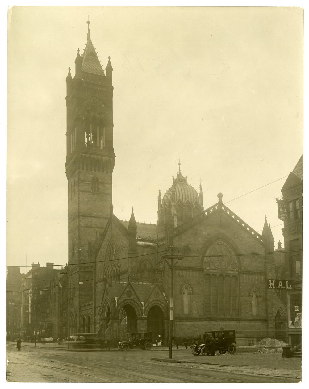Old South Church, Boston, USA, n. 1902–1910 (gelatiinihopea valokuva) tekijältä Jessie Tarbox Beals