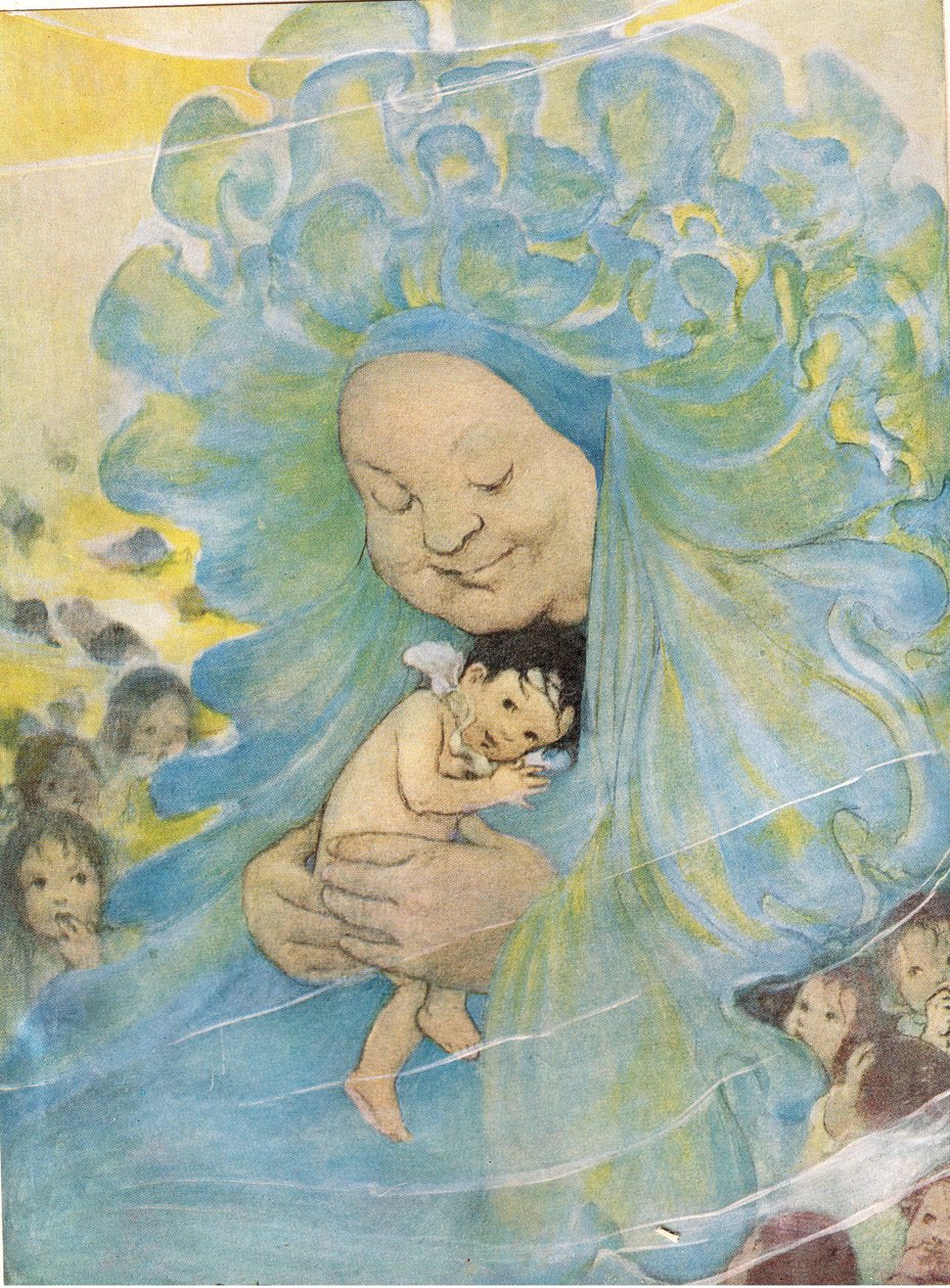 Rouva Doasyou olisi jäänyt, kuvitus pastori Charles Kingsleyn teokseen The Water Babies (värilitho) tekijältä Jessie Willcox Smith