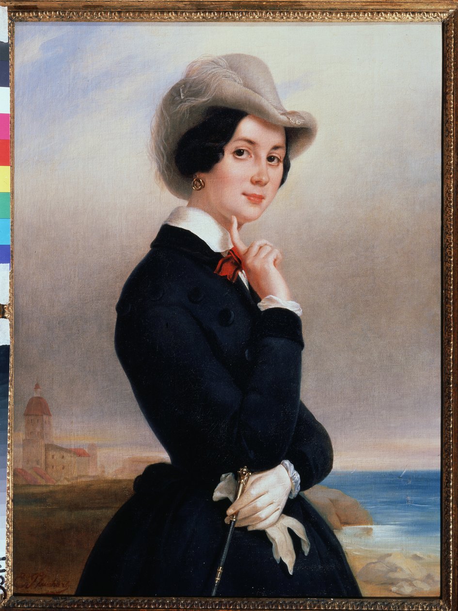 ""Muotokuva venäläisestä näyttelijästä Vera Michurina-Samoylovasta (Samoylova) (1866-1948)"" Eugene Pluchartin (1809-1880) maalaus noin 1840 Tropinin (Tropinin) -museo Moskova, Venäjä tekijältä Jewgenij Alexandrowitsch Pluchart