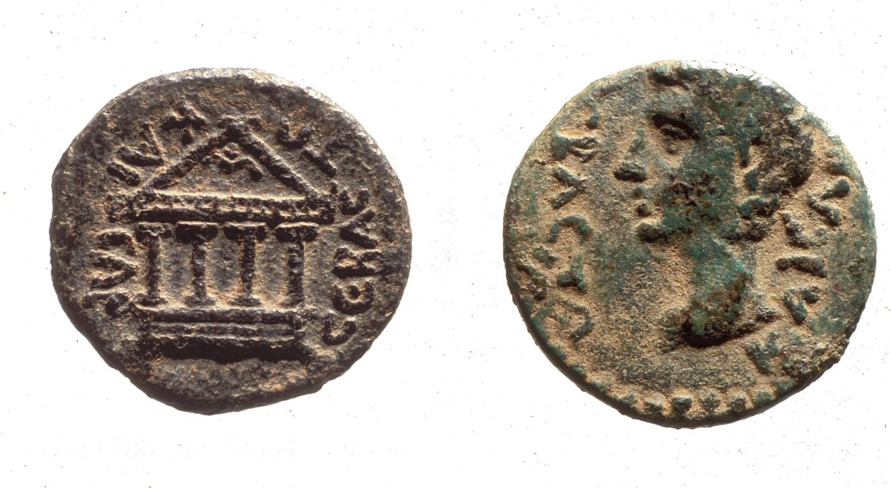 Herodes Filippus II:n kolikot, noin 4 eKr. -34 jKr. (metalli) tekijältä Jewish School