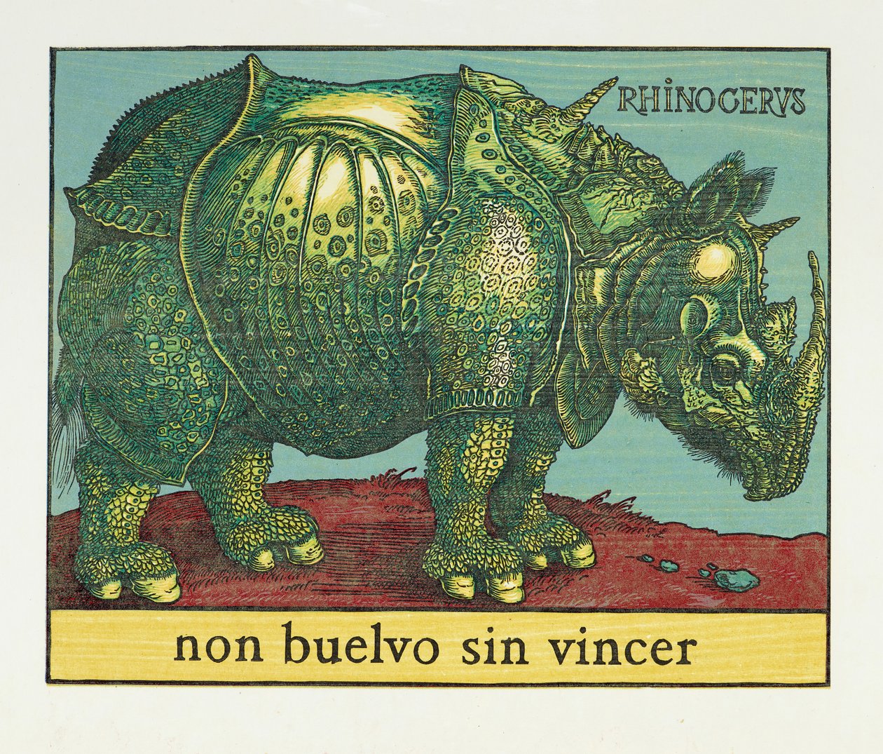 Green Rhino, 2007 (puupiirros) tekijältä Jim Monson