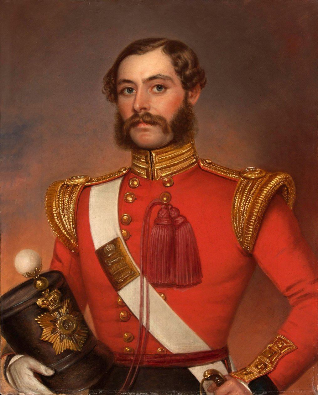 Luutnantti William Munro, 39. (Dorsetshire) Jalkarykmentti, n. 1844 (öljy kankaalle) tekijältä Jivan Ram