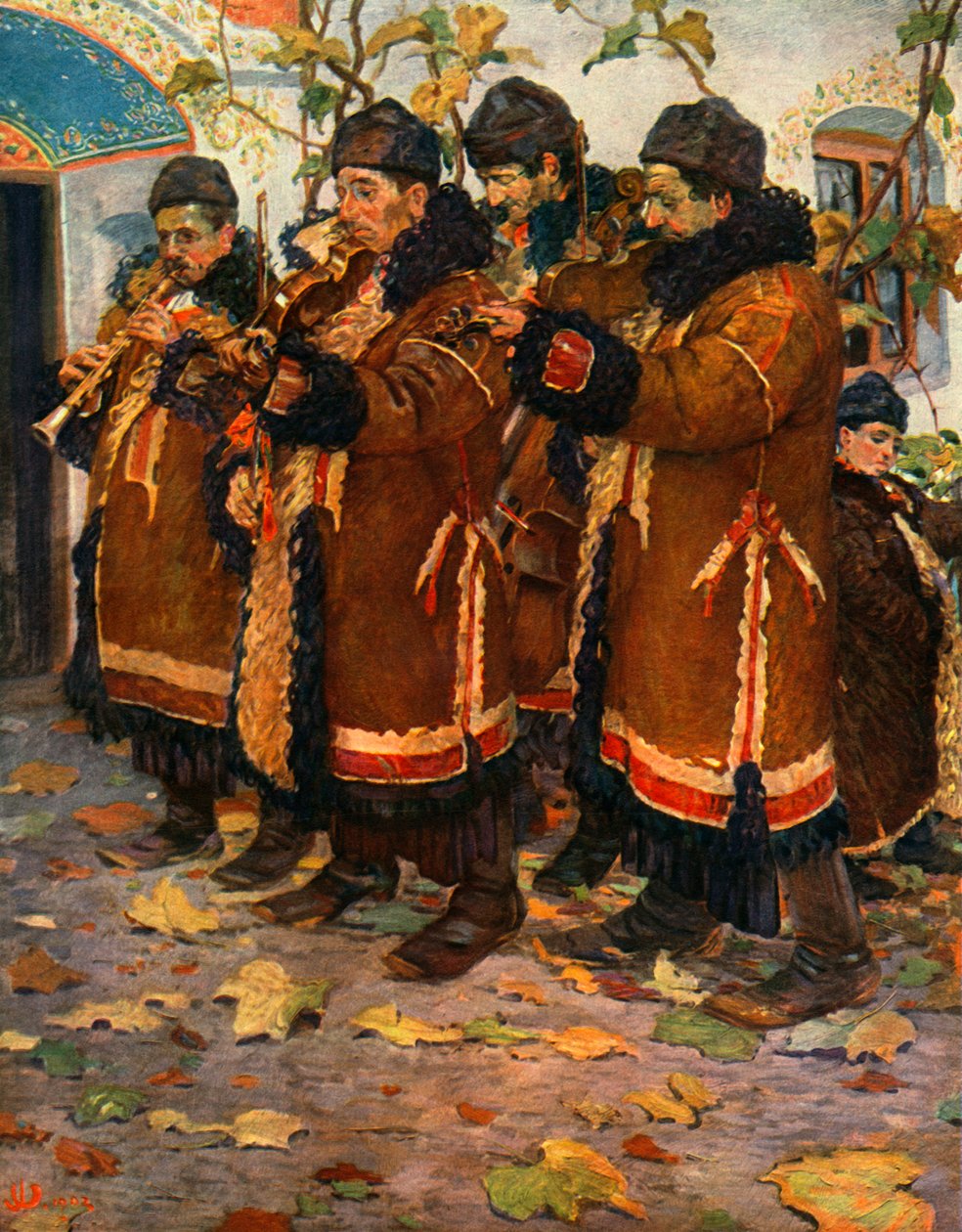Muusikot Hroznovà Lhotasta: klarinetti, viulu ja kontrabasso. 1861-1940, 1948 tekijältä Joža Uprka