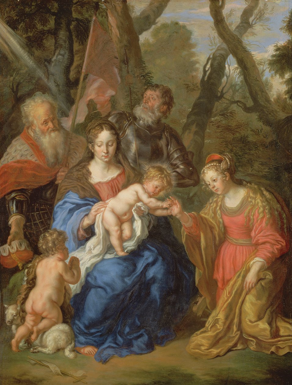 Pyhän Katariinan mystinen häät St. Leopoldin ja St. Williamin kanssa, 1647 (paneeli) tekijältä Joachim von Sandrart