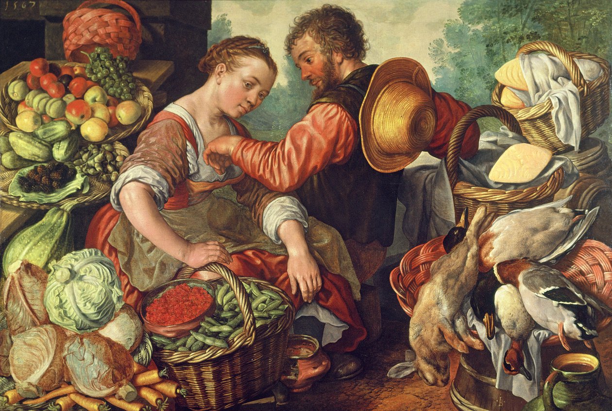 Nainen myy vihanneksia, 1567 tekijältä Joachim Beuckelaer