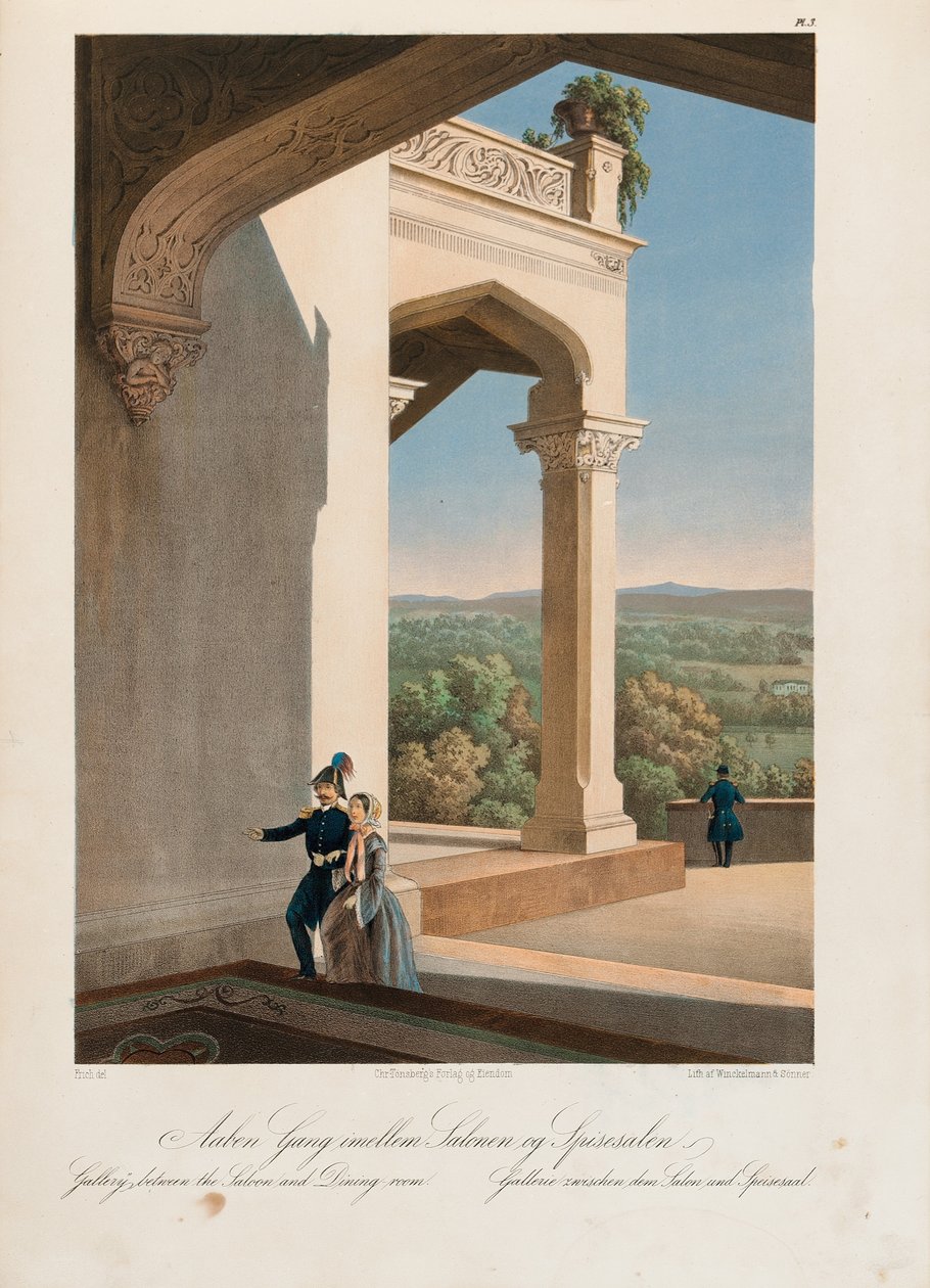 Oscharshalin galleria salongin ja ruokasalin välissä, 1852 tekijältä Joachim Frich