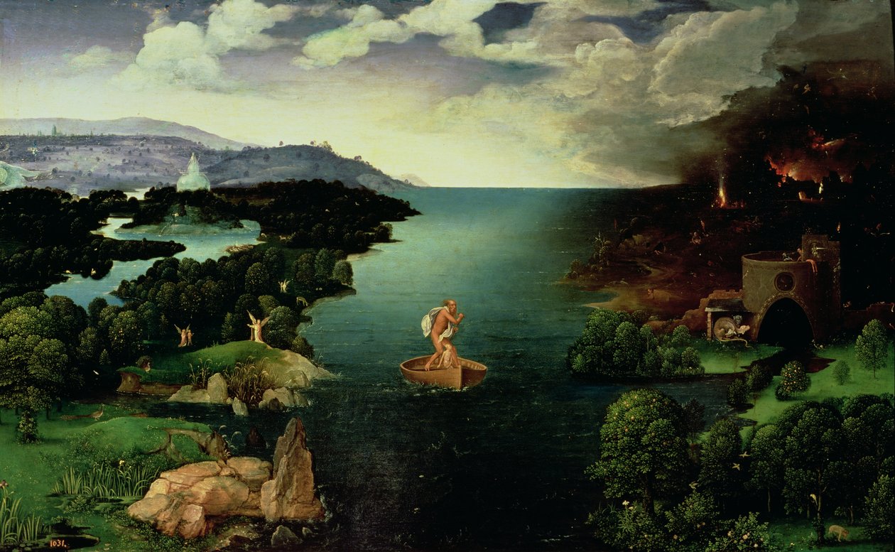 Charon ylittää Styx-joen, 1515-24 tekijältä Joachim Patinir