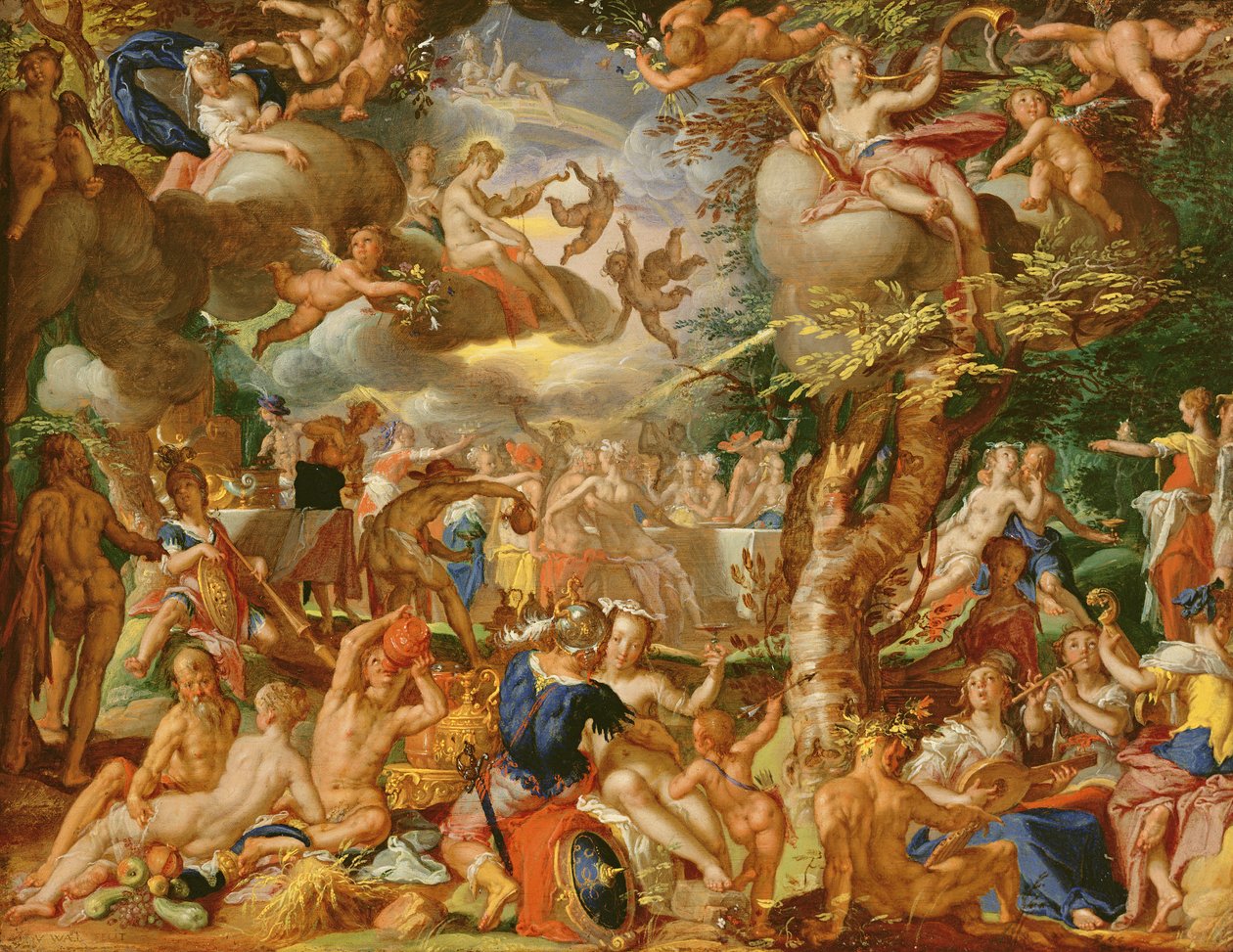 Cupidon ja Psychen häät (öljy kuparille) tekijältä Joachim Wtewael or Utewael