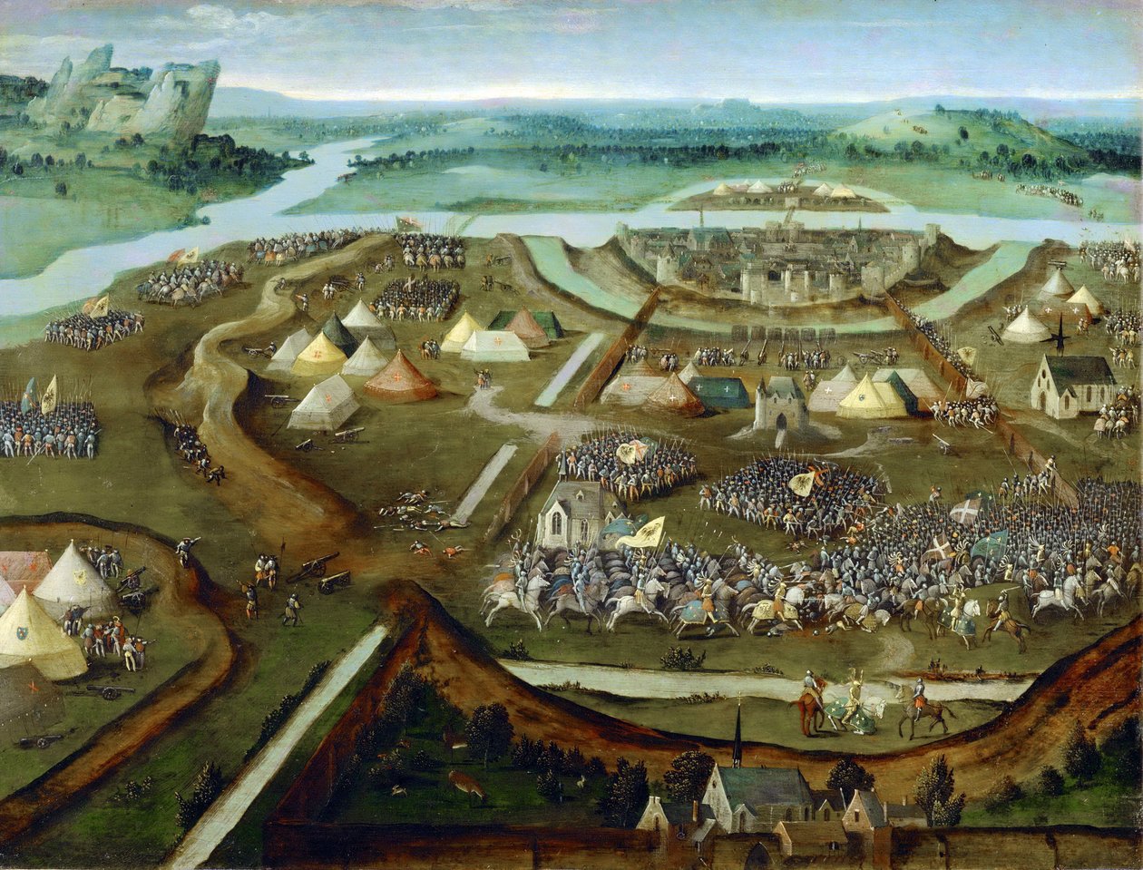 Varhainen hollantilainen taide: La Bataille de Pavia - Pavian taistelu Patinier (Patenier tai Patinir), Joachim, seuraaja, n. 1530. Öljy puulle, 31x41. Taidehistoriallinen museo, Wien tekijältä Joachim (follower of) Patenier or Patinir