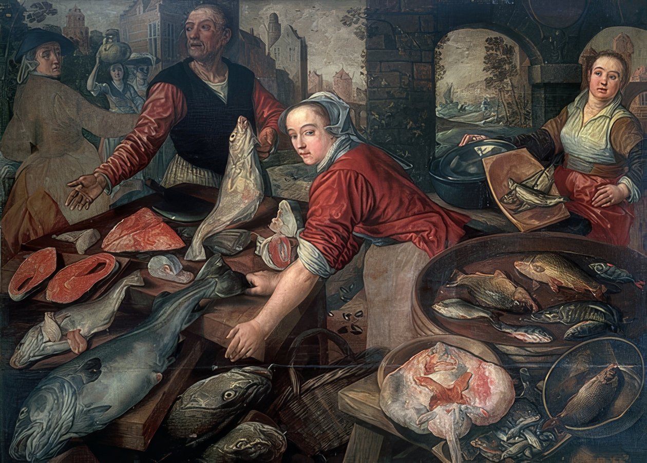 Fischmarkt. 1570 tekijältä Joachim Beuckelaer