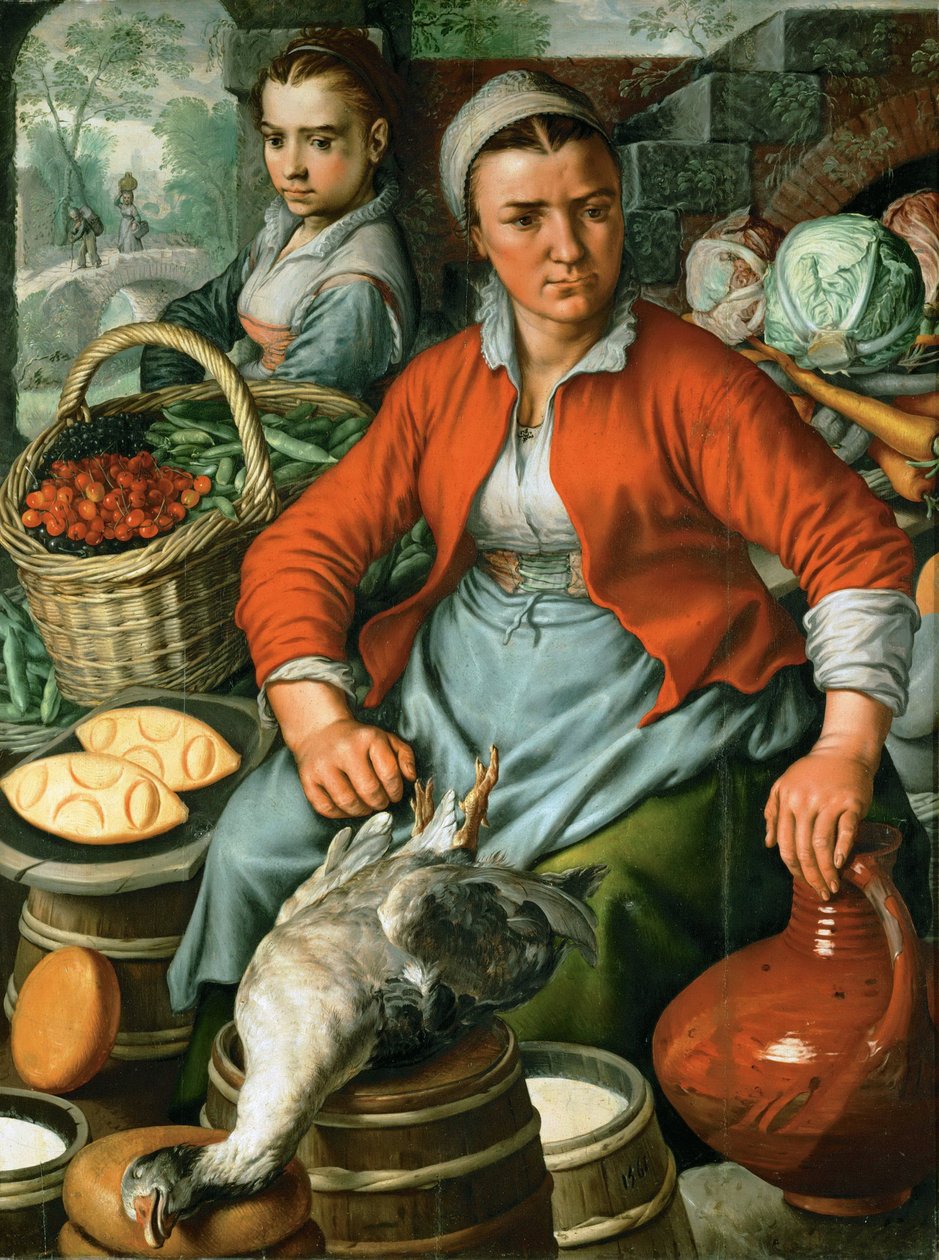 Varhainen alankomaalainen taide: Market nainen, n. 1561 (öljy puulle) tekijältä Joachim Beuckelaer