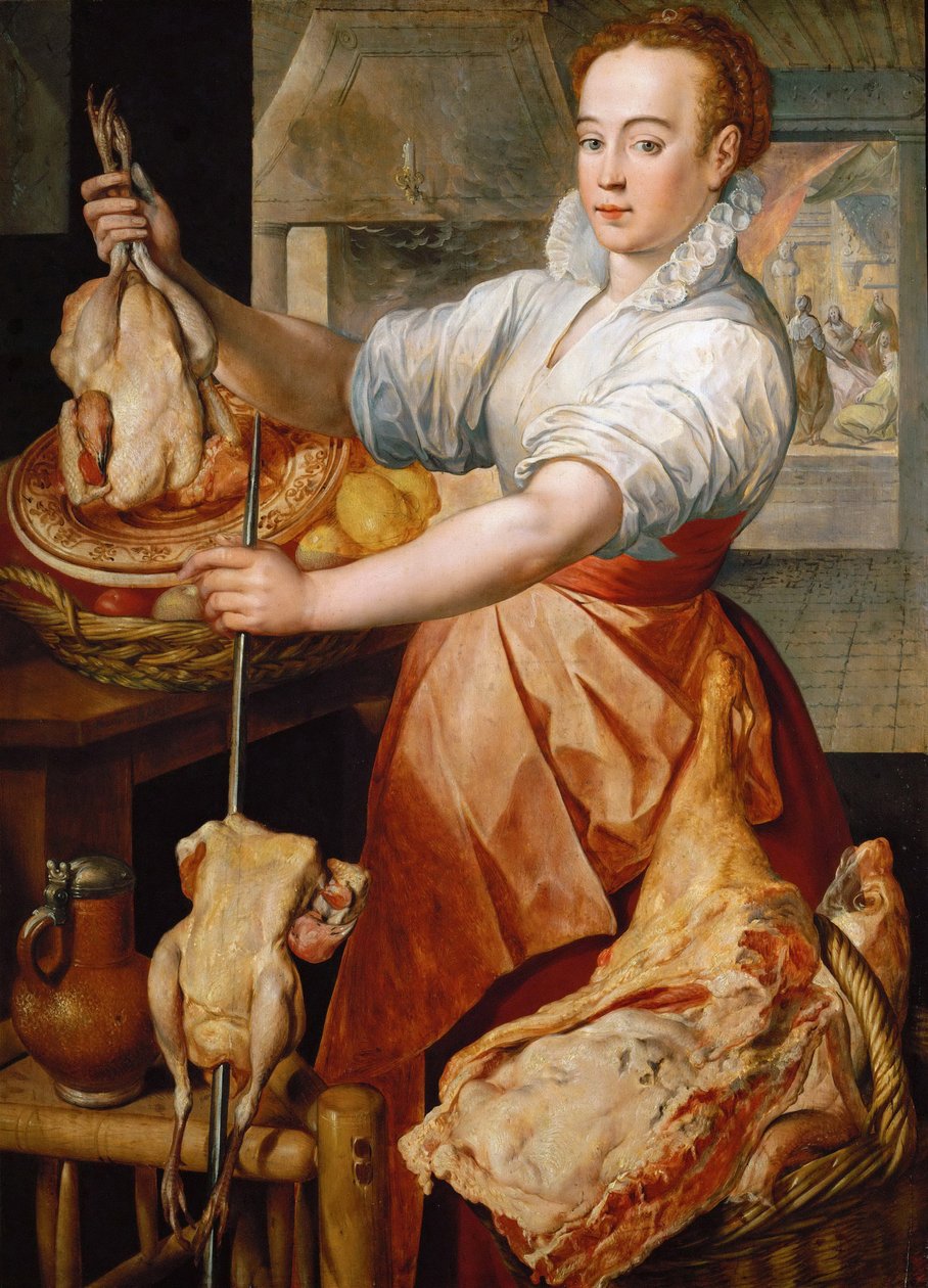 Varhainen alankomaalainen taide: Kokki (Kristus Martan ja Marian talossa) par Beuckelaer (Bueckelaer), Joachim (noin 1533-1574) tekijältä Joachim Beuckelaer