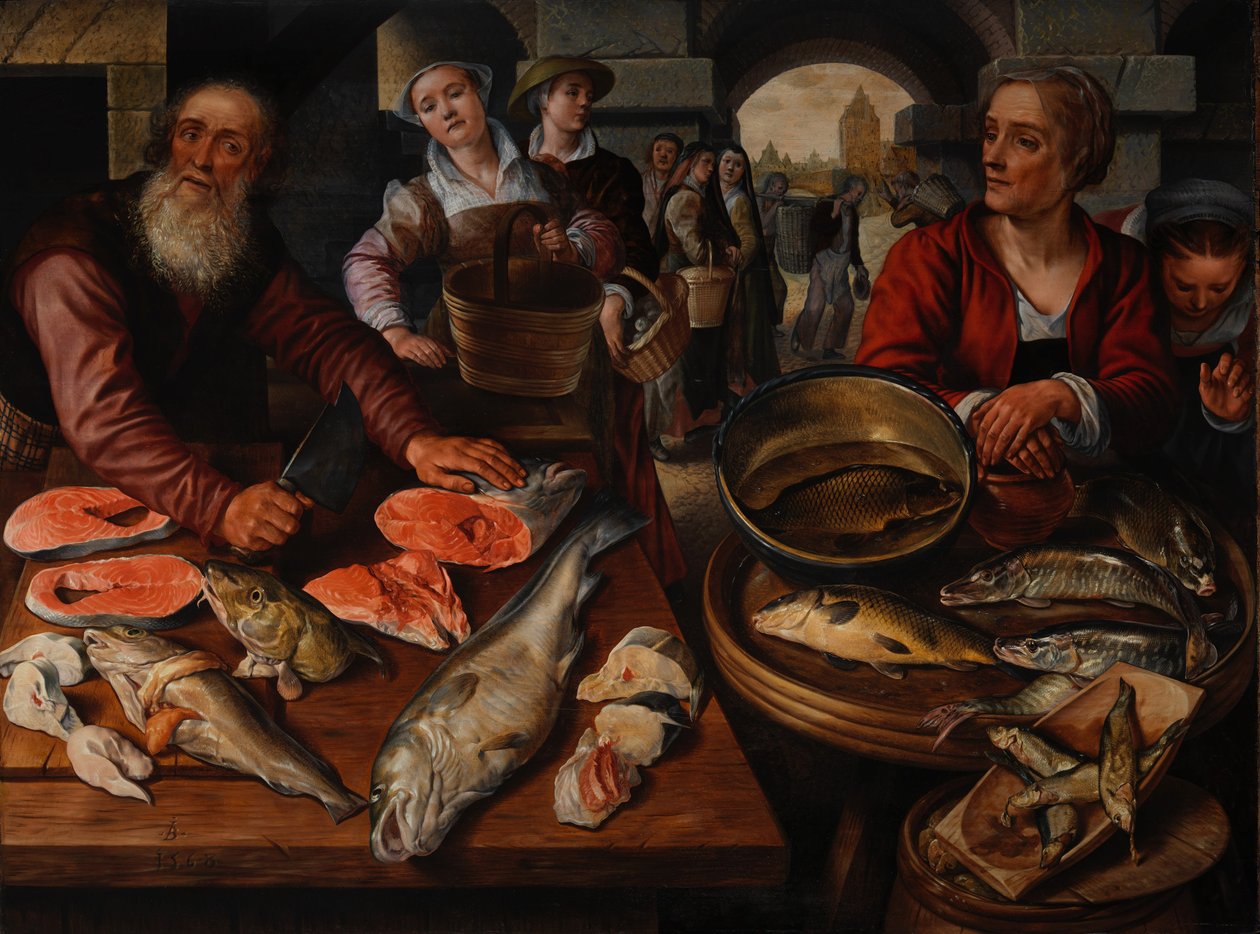 Kalamarkkinat, 1568 (öljy baltti-tammelle) tekijältä Joachim Beuckelaer