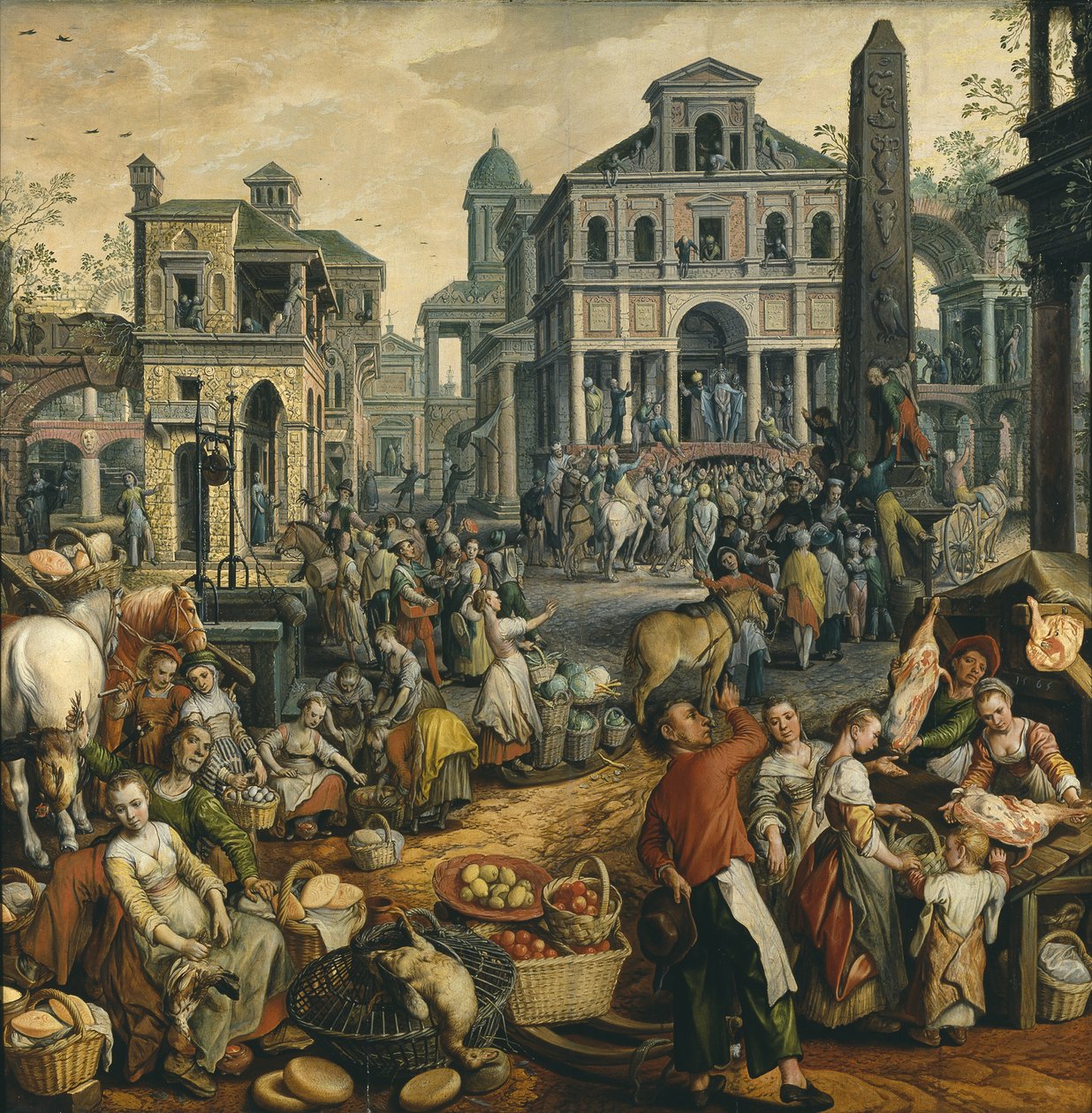 Markkinanäkymä Ecce Homon kanssa, 1565 tekijältä Joachim Beuckelaer
