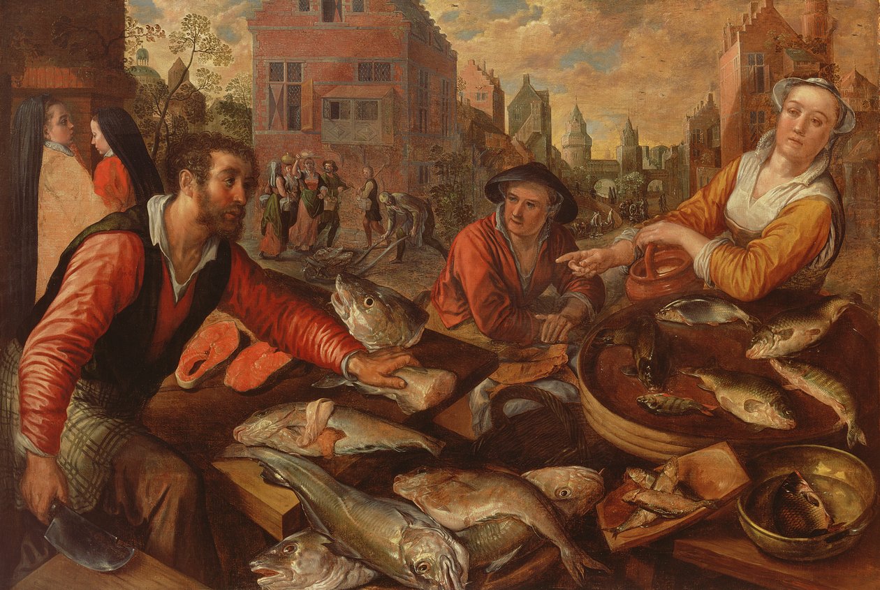 Kalamarkkinat (öljy kankaalle) tekijältä Joachim Beuckelaer or Bueckelaer