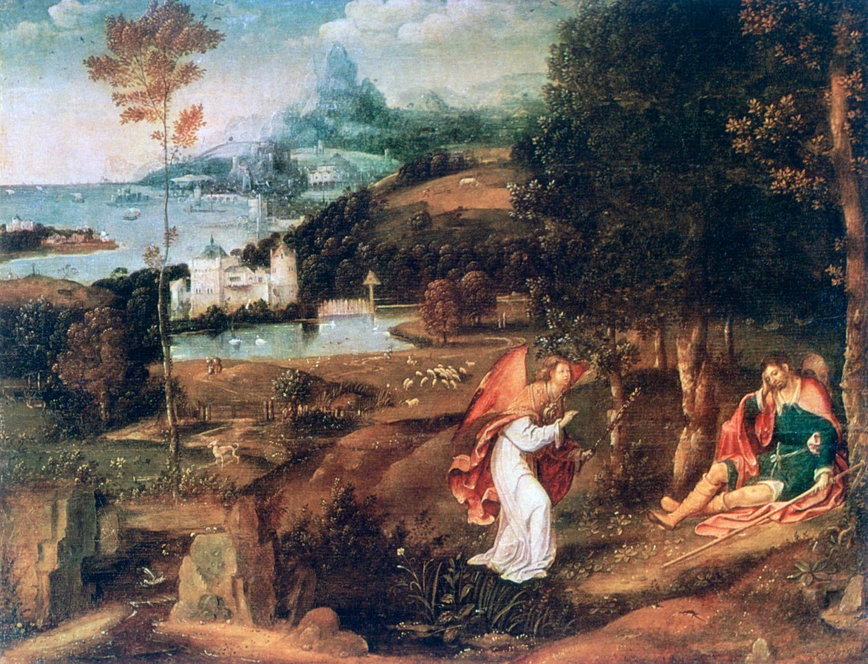 Maisemakohtaus Saint Rochin kanssa, c1500-1524 tekijältä Joachim Patinir