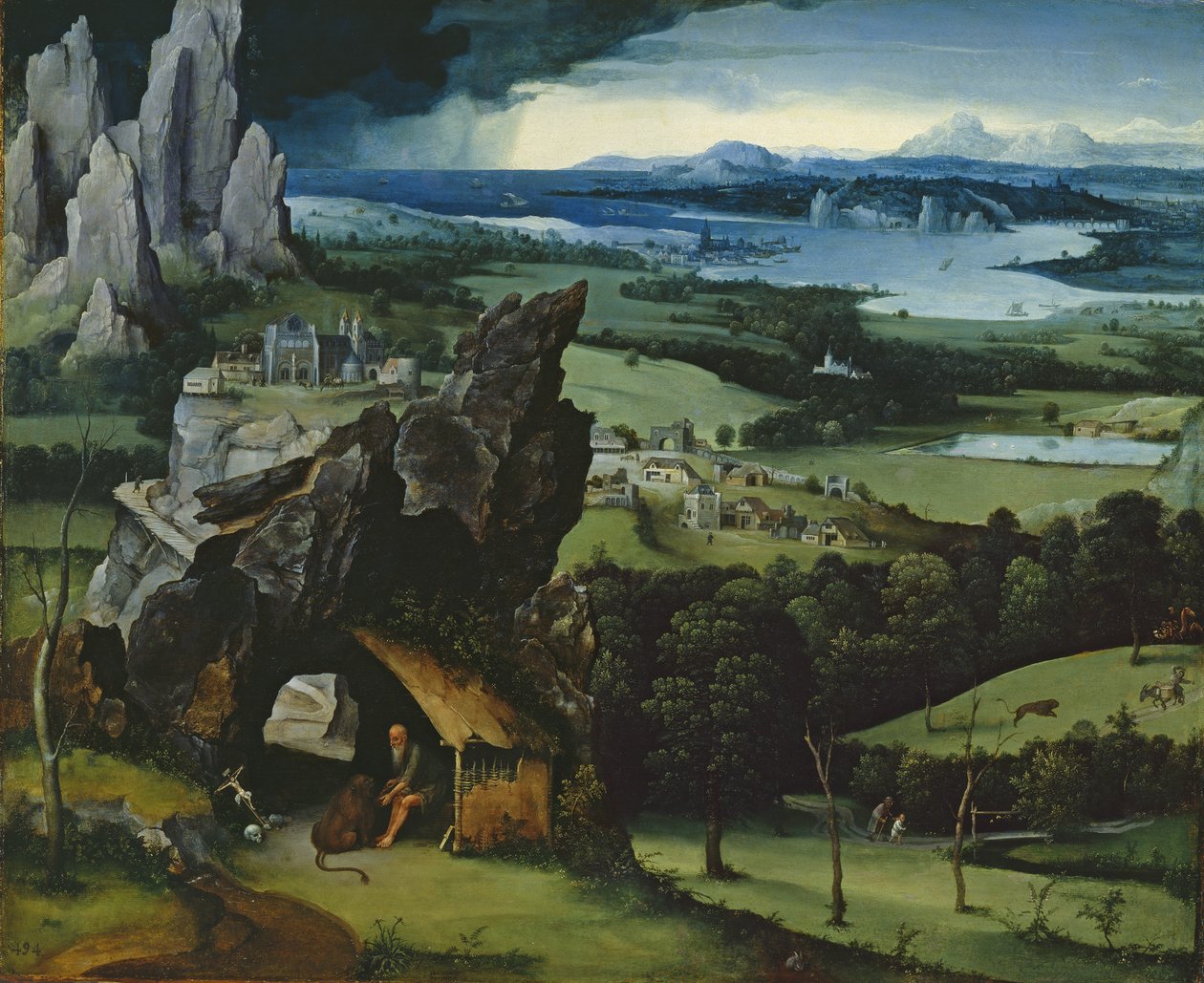 Maisema Pyhän Hieromuksen kanssa tekijältä Joachim Patinir