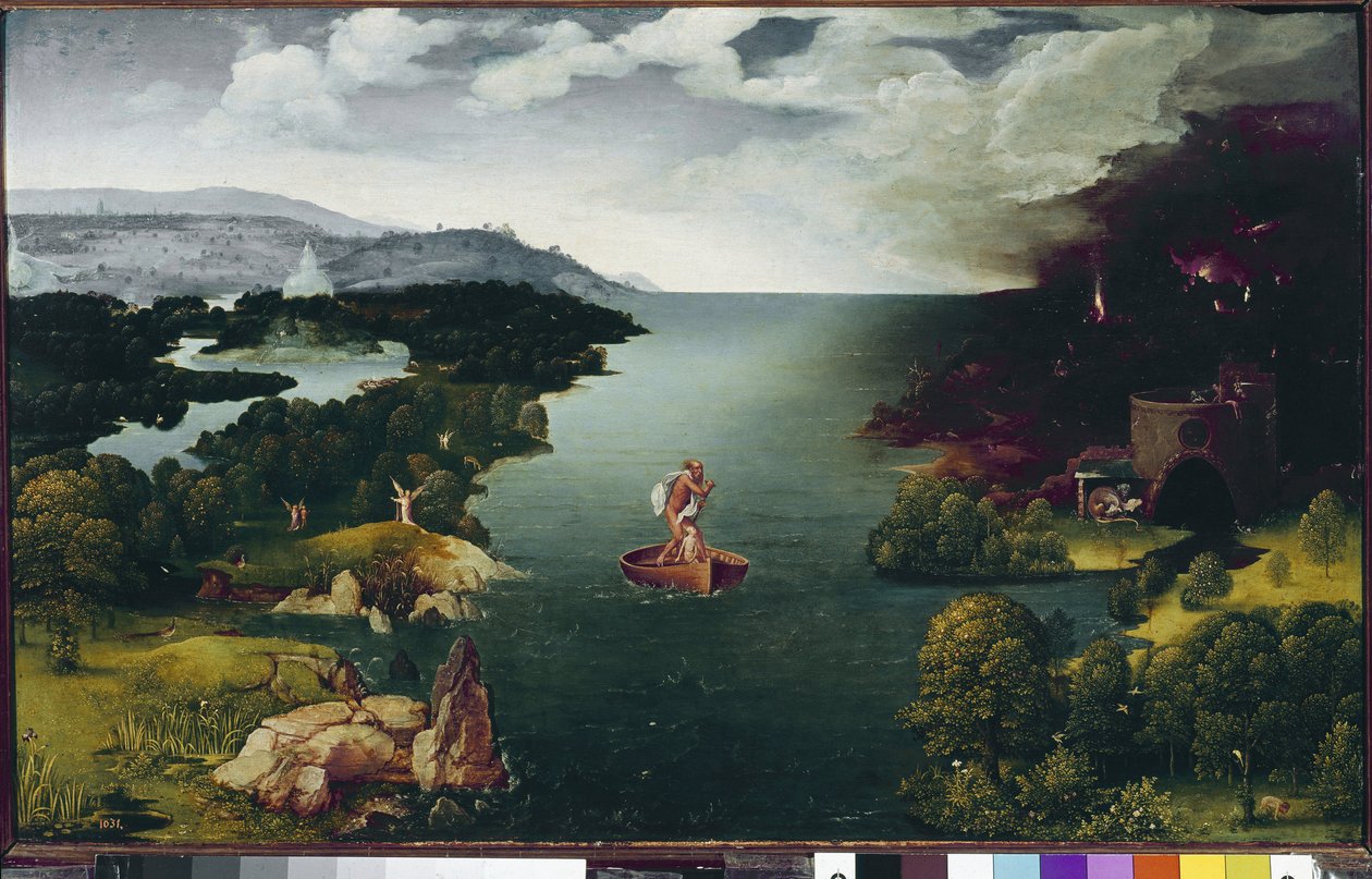 Maisema, jossa Charon ylittää Styxin. (öljy puulle, n. 1515-1524) tekijältä Joachim Patinir