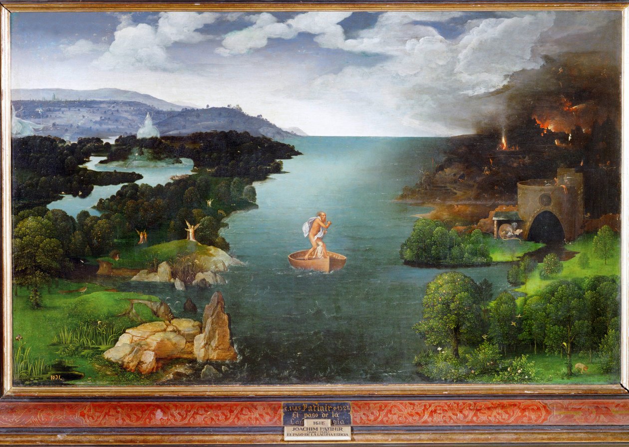 Maisema, jossa Charon ylittää Styxin, noin 1515-1524 (öljy puulle). tekijältä Joachim Patinir