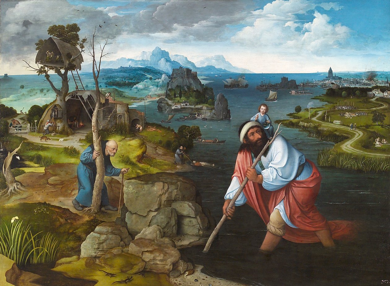 Maisema Pyhän Kristoferin kanssa, noin 1524 tekijältä Joachim Patinir