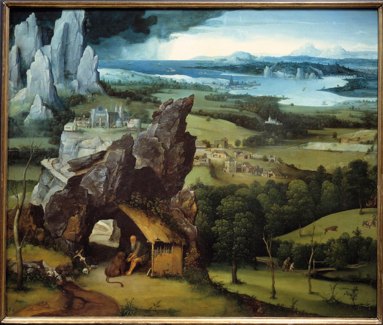 Joachim Patinirin (1485-1524) Maisema Pyhän Hieromuksen maalauksella tekijältä Joachim Patinir