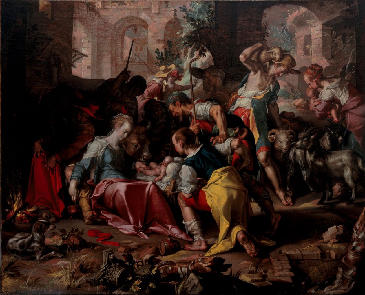 Paimenten palvonta, 1598 tekijältä Joachim Wtewael or Utewael