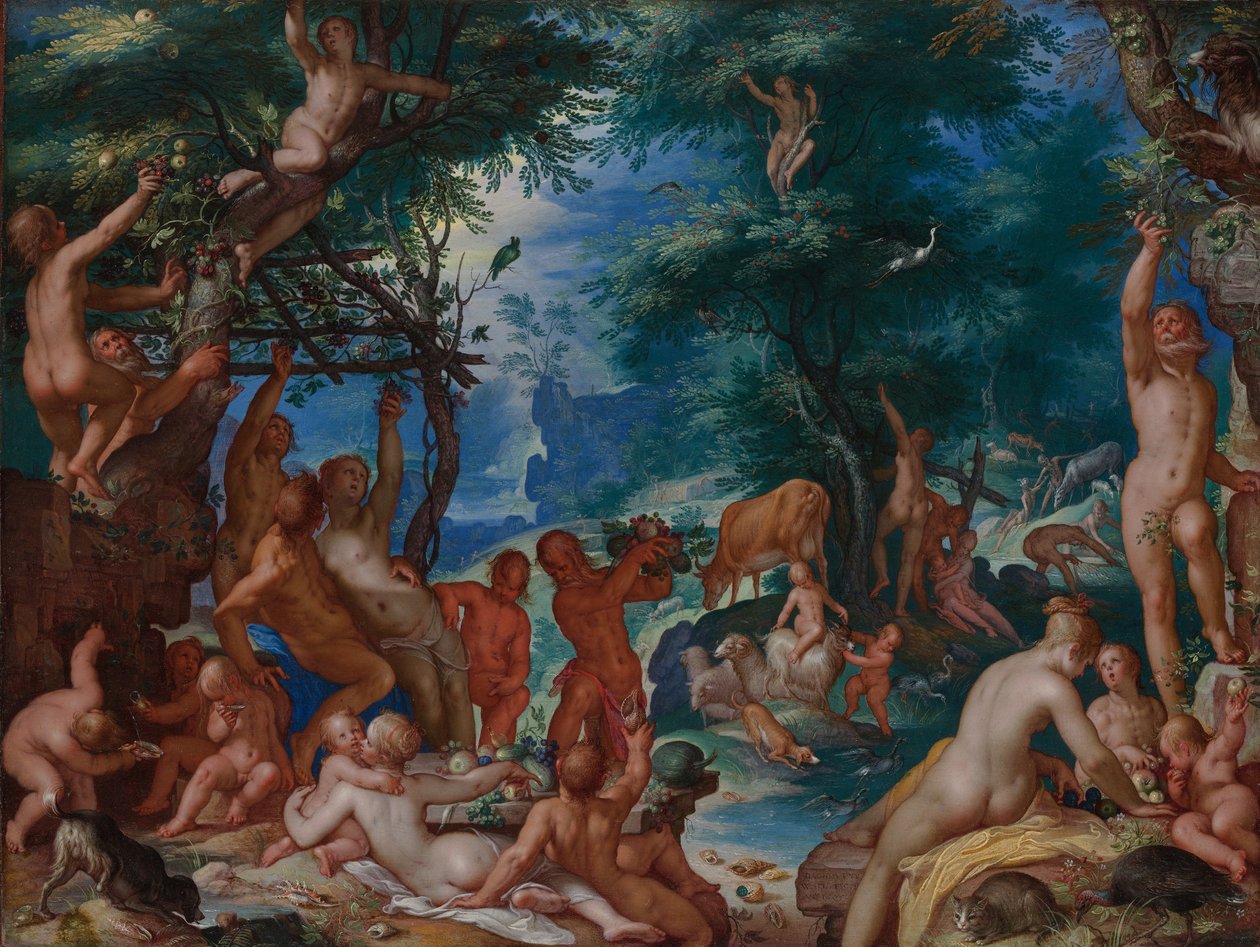 Kulta-aika, 1605 (öljy kuparille) tekijältä Joachim Wtewael or Utewael