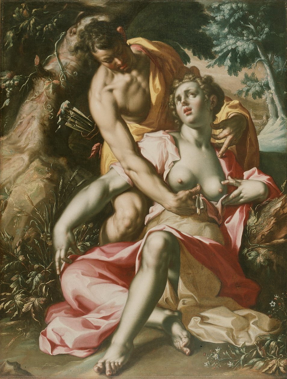 Kefalus ja Procris (Procriksen kuolema), noin 1595-1600 (öljy kankaalle). tekijältä Joachim Wtewael or Utewael or Wyewael