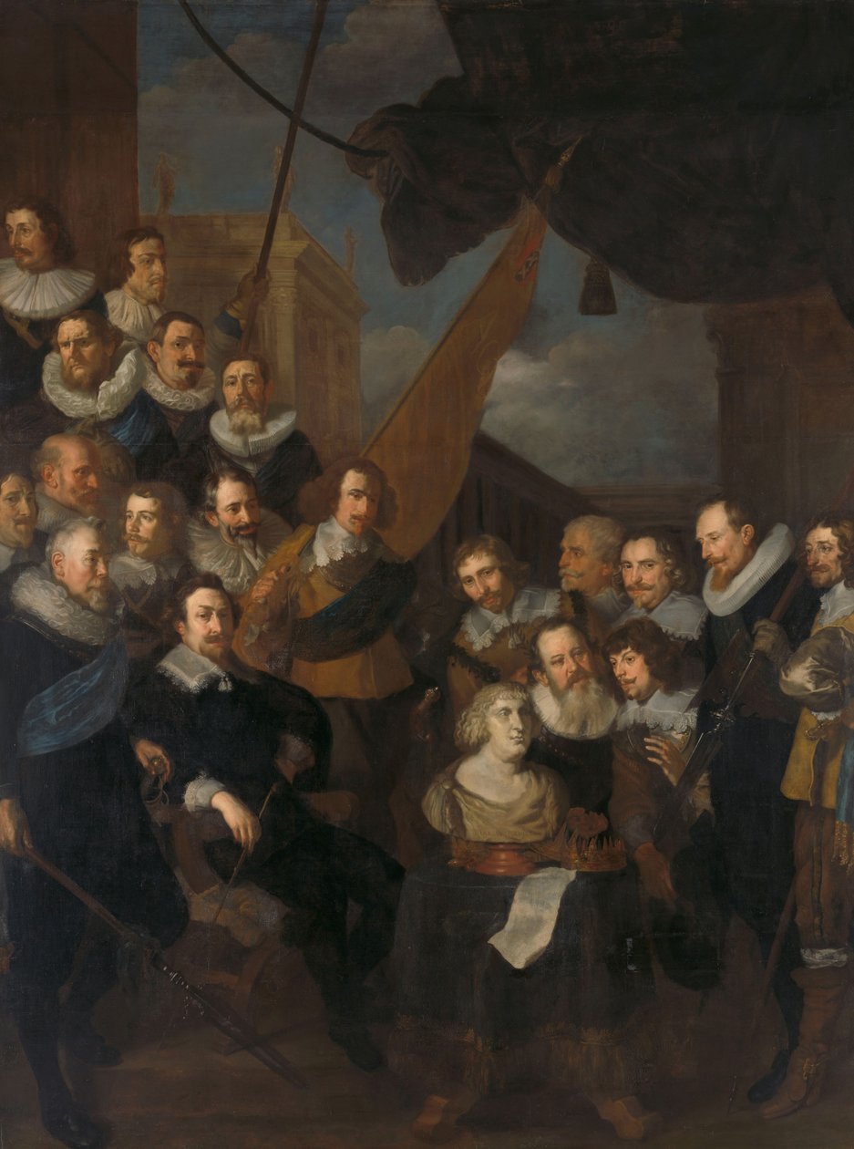 Amsterdamin piirikunnan XIX kansalaiskaarti kapteeni Cornelis Bickerin ja luutnantti Frederick van Banchemin johdolla, valmiina Marie de" Medicin, 1640, vastaanottoon syyskuussa 1638. tekijältä Joachim von Sandrart
