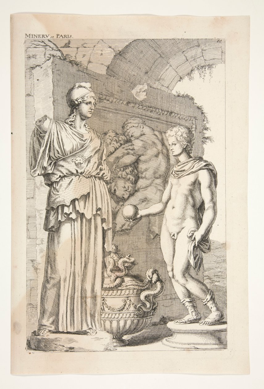 Minerva ja Paris, Ancient Sculptures Admiredistä tekijältä Joachim von Sandrart
