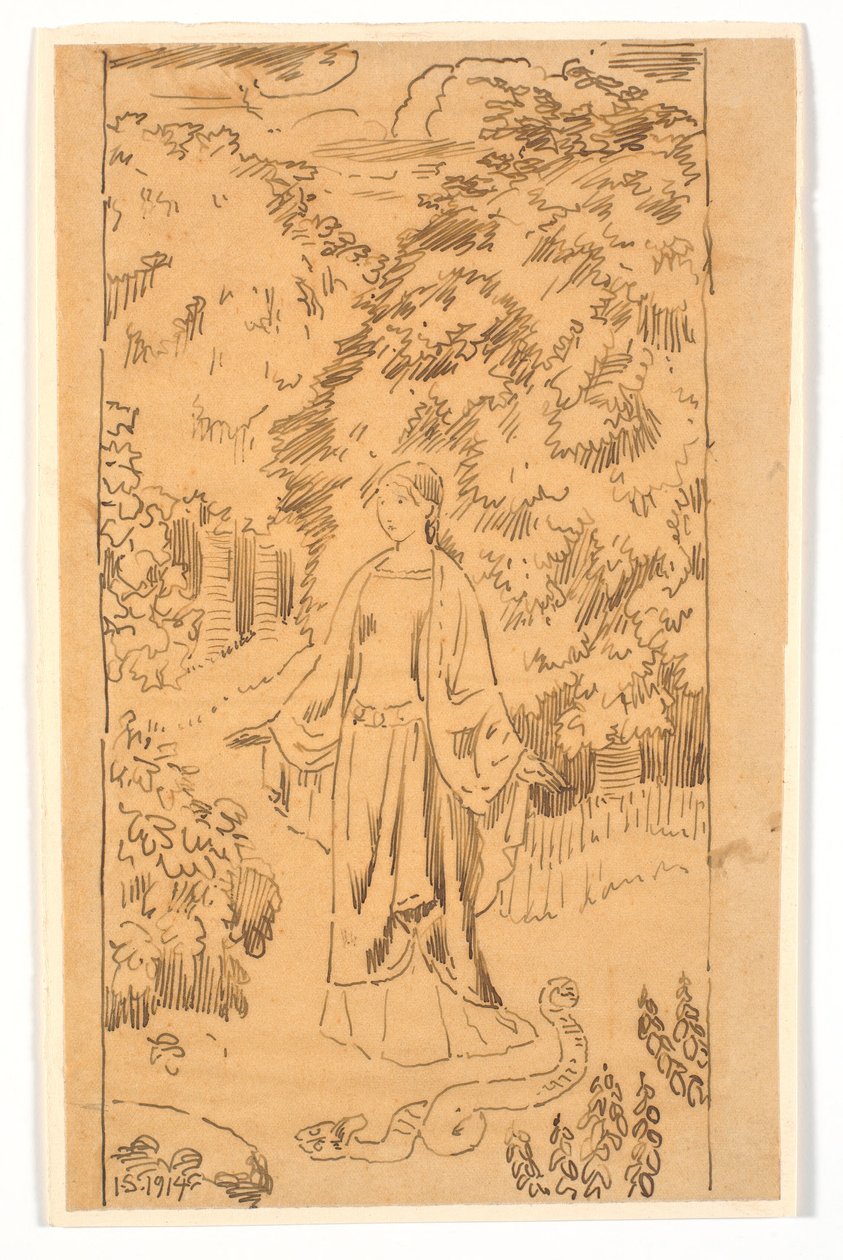 Malja kansanlauluaiheella (The Maiden in Wormholle) tekijältä Joakim Frederik Skovgaard