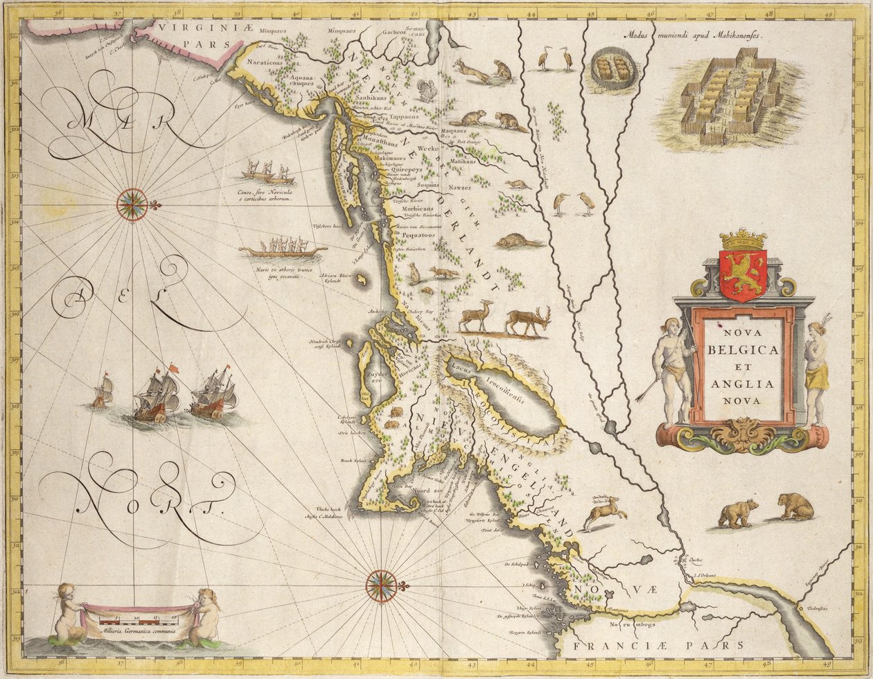 Uuden Belgian ja Uuden Englannin kartta, pubi. Amsterdamissa noin 1640 tekijältä Joan Blaeu