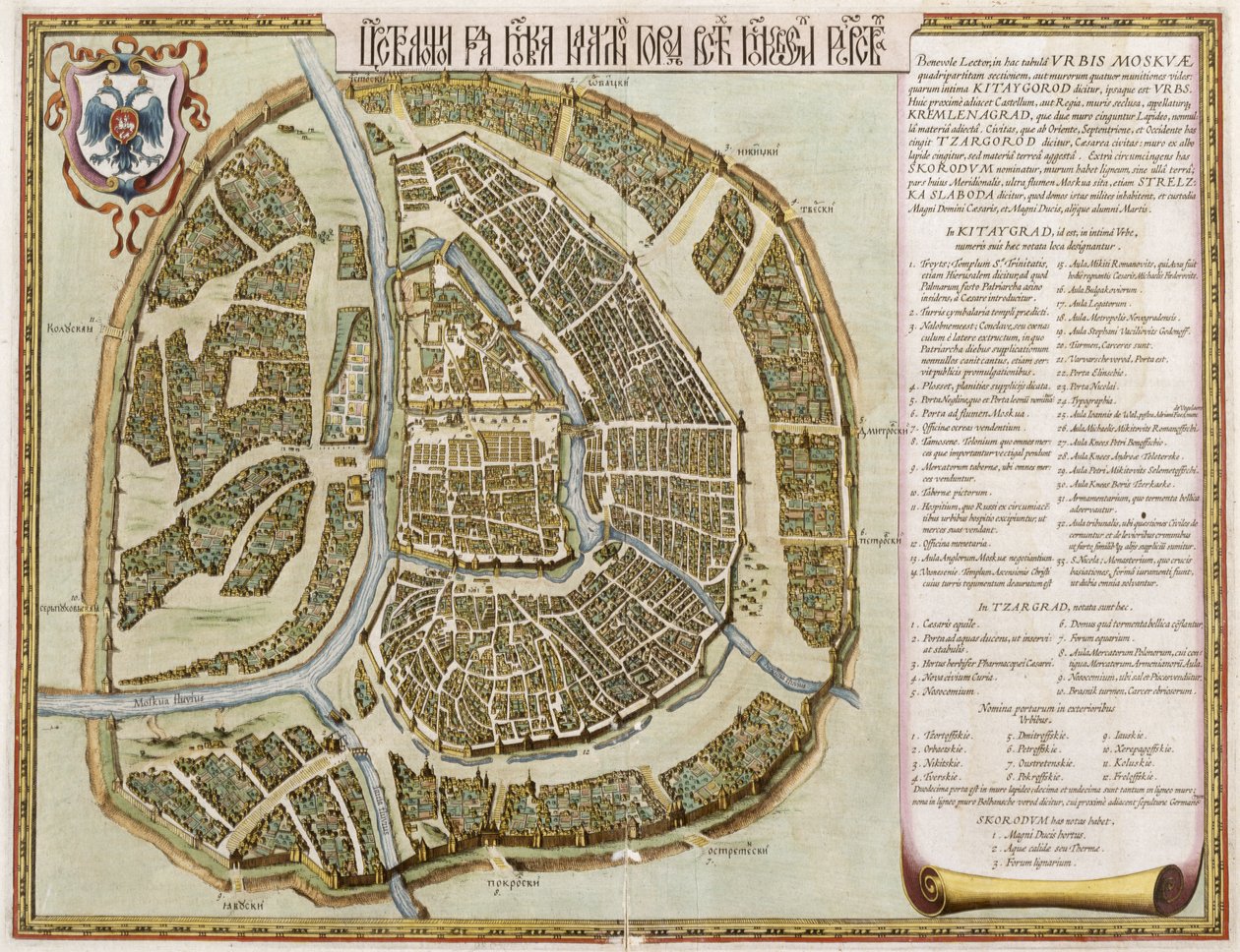 Moskova, teoksesta "Geographie Blaviane", 1662 (käsinvärinen etsaus) tekijältä Joan Blaeu