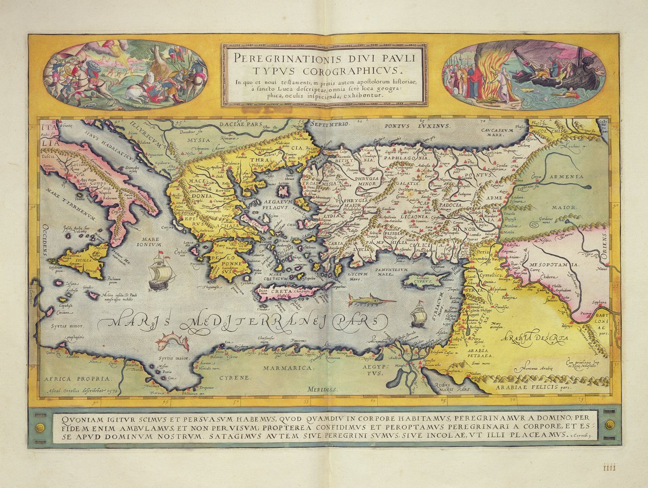 "Peregrinationis Divi Pauli Typus Corographicus" -sivu "Atlas Majorista", 1662 tekijältä Joan Blaeu