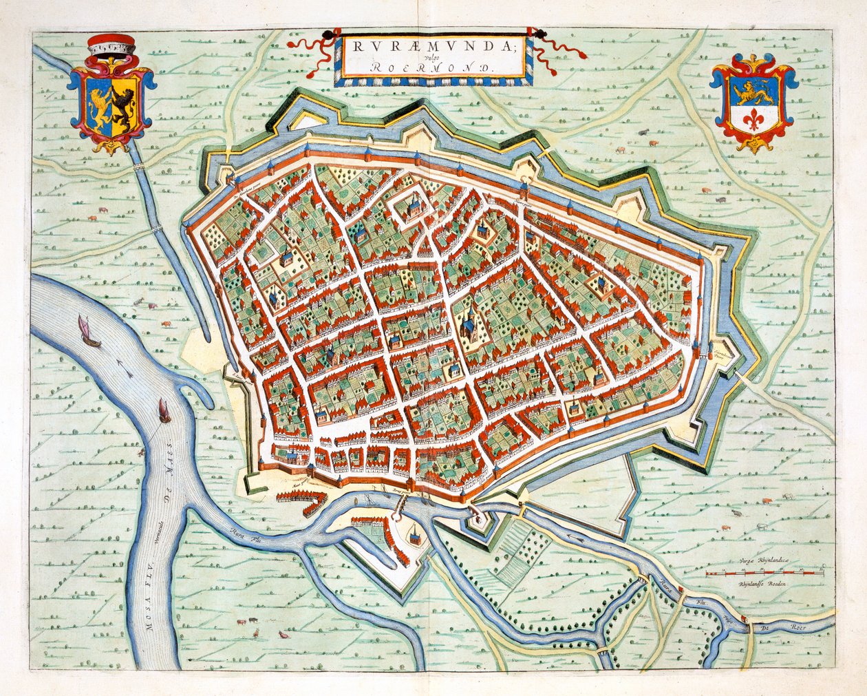 Roermond, 1649 (käsinvärinen kaiverrus) tekijältä Joan Blaeu
