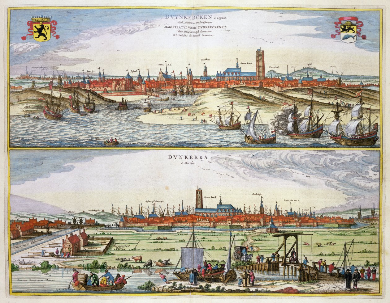 Dunkerquen kaupunki Espanjan miehityksen aikana, julkaistu Amsterdamissa, 1649 tekijältä Joan Blaeu