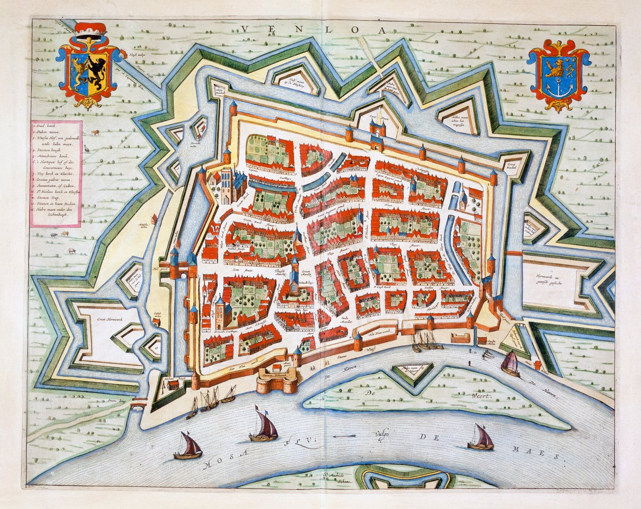 Venlo, 1649 (käsinvärinen kaiverrus) tekijältä Joan Blaeu