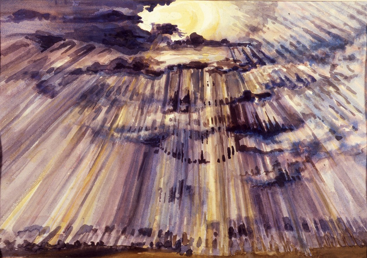 Suuri taivas, auringonpaiste sadepisaroiden läpi, 2012 tekijältä Joan Thewsey