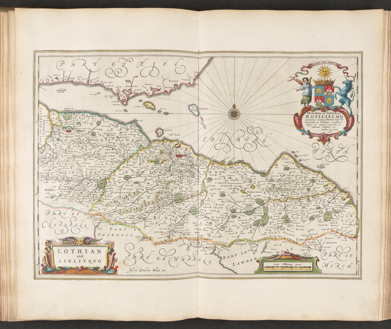 Lothian ja Linlitquo, Guilista. ja Joannis Blaeu Theatrvm Orbis Terrarvm tai Uusi atlas. Joan Blaeun osa viides tekijältä Joan (after) Blaeu
