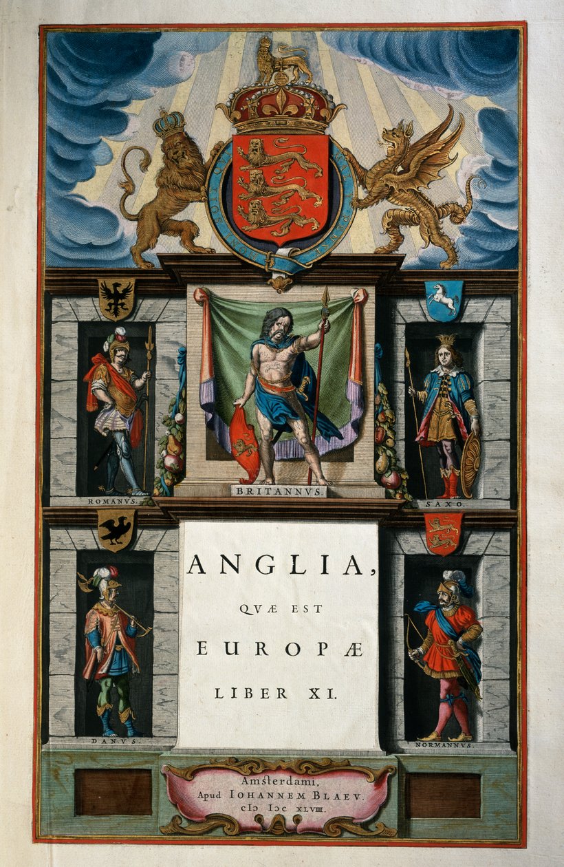 East Anglia quae Europae (Englanti), kirja XI, nimisivu V osa, Atlas maior, kirjoittanut Joan Blaeu (1596-1673), kuparikaiverrus, 57,5x39 cm, Amsterdam tekijältä Joan Blaeu